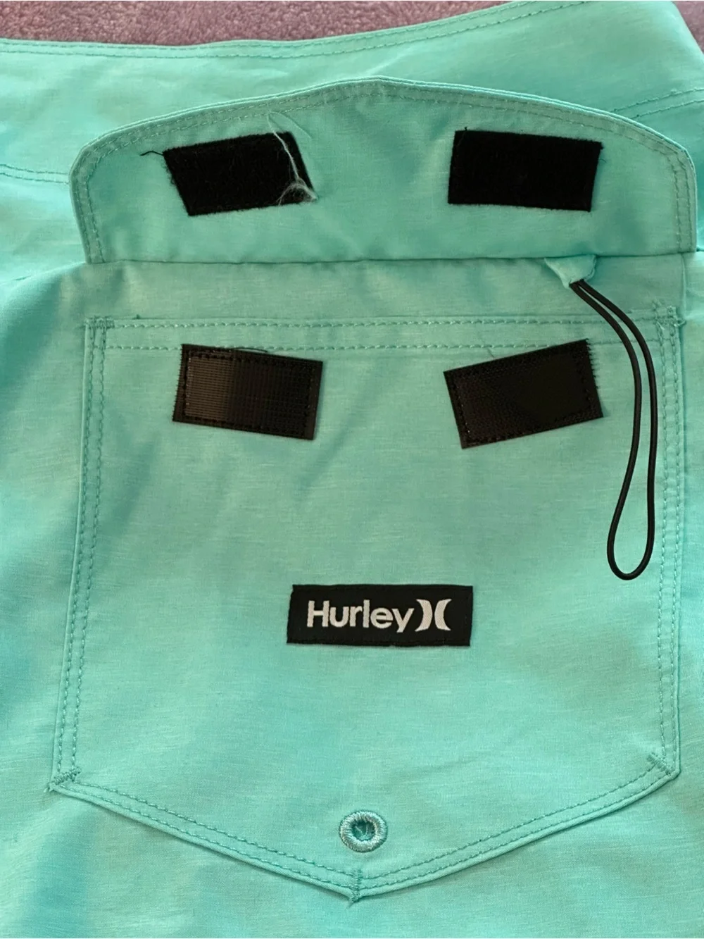 Hurley Men's Aqua Green Board Shorts with Black Logo